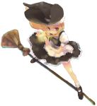  1girl blonde_hair broom broom_riding broom_surfing energy_ball female hat hino_hikaru kirisame_marisa simple_background solo touhou white_background witch witch_hat 