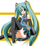  1girl aqua_hair blue_necktie hatsune_miku long_hair necktie panties sen_(astronomy) solo thigh-highs twintails underwear very_long_hair vocaloid 