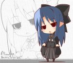  00s 1girl blue_hair crazy_developers half_updo hits len melty_blood pointy_ears red_eyes ribbon skirt solo tsukihime type-moon 