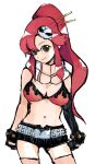  1girl bikini bikini_top bra breasts cleavage lingerie mismatched_gloves ponytail redhead scarf short_shorts shorts solo swimsuit tengen_toppa_gurren_lagann thigh-highs underwear yoko_littner 