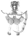  1girl female full_body kurona monochrome onozuka_komachi scythe sketch solo touhou white_background 