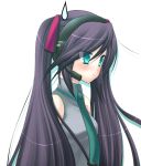  1girl black_hair eko hatsune_miku purple_hair solo sweatdrop twintails vocaloid 