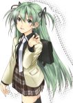  1girl alice_carroll aria green_hair mizuki_makoto school_uniform serafuku solo thigh-highs 