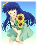  1girl flower furude_rika fuyuichi green_skirt higurashi_no_naku_koro_ni skirt solo sunflower 