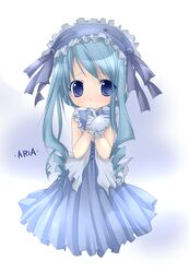  00s 1girl aria_(sister_princess) blue blue_eyes blue_hair character_name dress drill_hair frills gloves gothic_lolita lolita_fashion sister_princess 