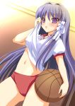  1girl basketball buruma clannad fujibayashi_kyou gym_uniform long_hair shirt_lift solo sweat sweating wiping_sweat yukizuki_chikuba 