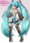  1girl aqua_hair aqua_necktie boots hatsune_miku long_hair massala necktie solo thigh-highs thigh_boots twintails very_long_hair vocaloid zettai_ryouiki 