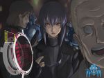  1girl 2boys batou face ghost_in_the_shell ghost_in_the_shell_stand_alone_complex gun handgun kusanagi_motoko multiple_boys pistol tachikoma tea_(nakenashi) togusa weapon 