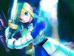  aqua_eyes armor blonde_hair fate/stay_night fate_(series) osamu saber sword weapon 