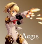  1girl aegis aegis_(persona) android atlus blonde_hair blue_eyes bow komusou persona persona_3 ribbon robot robot_joints short_hair smile solo 