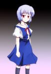  ayanami_rei blue_hair neon_genesis_evangelion pale_skin red_eyes school_uniform serafuku short_hair yn1982 