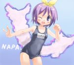  1girl hiiragi_tsukasa lucky_star name_tag one-piece_swimsuit saeki_nao school_swimsuit solo swimsuit yo-jin 