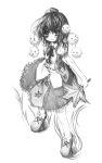  1girl female geta hat kedama kurona looking_at_viewer monochrome shameimaru_aya sketch solo tengu-geta touhou 