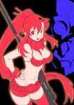  bikini bikini_top bra breasts cleavage gun lingerie midriff ponytail scarf short_shorts shorts swimsuit tengen_toppa_gurren_lagann thigh-highs underwear weapon yoko_littner 