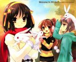  asahina_mikuru casual earmuffs highres itou_noiji nagato_yuki rabbit scarf suzumiya_haruhi suzumiya_haruhi_no_yuuutsu 