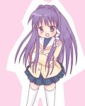  1girl clannad fujibayashi_kyou long_hair lowres purple_hair sakuramori_sumomo school_uniform serafuku solo thigh-highs violet_eyes zettai_ryouiki 