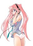  ass cosplay eunos glasses hand_on_headphones hatsune_miku hatsune_miku_(cosplay) headphones long_hair lucky_star panties takara_miyuki twintails underwear very_long_hair vocaloid 