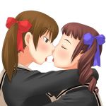  00s 2girls blush closed_eyes couple drill_hair fukuzawa_yumi hug kiss lowres maria-sama_ga_miteru maria_sama matsudaira_touko multiple_girls saliva saliva_trail school_uniform serafuku toshifumi yuri 