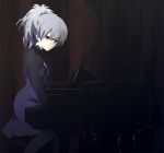  1girl darker_than_black dress grand_piano instrument pantyhose piano purple_dress silver_hair solo violet_eyes yin yoshioka_yoshiko 