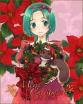  00s 1girl 2007 akimoto_komachi christmas flower green_eyes green_hair hairband lowres nuts nuts_(yes!_precure_5) poinsetta precure ribbon saikachi saikachi_(ogre_tree) solo wreath yes!_precure_5 