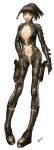  1girl alien1452 armor boots fantasy flat_chest gloves gun highres leather lips midriff solo strap thigh_strap weapon 