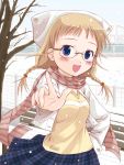  1girl blush kubo_yoshiyuki snow snowing solo twintails winter_clothes 