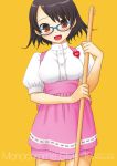  1girl akatsuki_(akatsukishiki) akatsuki_(artist) anna_miller blush glasses original short_hair solo waitress 