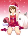 1girl christmas hagiwara_yukiho hat idolmaster nishi_(count2.4) panties santa_costume santa_hat solo underwear white_panties 