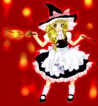  1girl blonde_hair broom female full_body gradient gradient_background hat kirisame_marisa solo touhou witch witch_hat yellow_eyes 