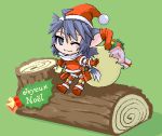  1girl :3 animal_ears cat_ears chibi christmas log lowres mof oekaki original santa_costume solo summon_night yuel 