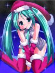  1girl aqua_hair christmas hatsune_miku sas solo thigh-highs twintails vocaloid 