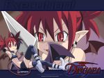  bat_wings boots bracelet collar disgaea earrings elbow_gloves etna flat_chest gloves jewelry makai_senki_disgaea pointy_ears red_eyes redhead tail thigh-highs twintails wings 