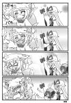  3girls 4koma animal_ears blush breast_grab breasts cat_ears cat_tail chen comic earrings female gap grabbing greyscale hat hat_ribbon jewelry kazami_karasu large_breasts long_hair monochrome multiple_girls multiple_tails o_o parody pillow_hat ribbon short_hair single_earring surprised tail tassel touhou translated yakumo_ran yakumo_yukari 