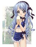  00s 1girl aria_(sister_princess) blue_hair brown_eyes drill_hair food headdress ice_cream long_hair open_mouth sister_princess solo yumeori_amu 