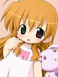  1girl blonde_hair heterochromia izuno_kenta lyrical_nanoha mahou_shoujo_lyrical_nanoha mahou_shoujo_lyrical_nanoha_strikers solo stuffed_animal stuffed_bunny stuffed_toy vivio 