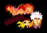  5boys androgynous black_background blush closed_mouth expressionless formal gokudera_hayato hat hine_(artist) katekyo_hitman_reborn lambo lips looking_at_viewer multiple_boys orange_hair pink_hair realistic reborn redhead sawada_tsunayoshi simple_background smile suit text top_hat upper_body white_hair yamamoto_takeshi 