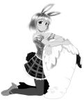 1girl animal_ears monochrome pantyhose rabbit_ears sakumo sakumo_(karatama) solo 