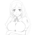  1girl breasts buchi_(artist) female hiyorimi_sawawa kaibutsu_oujo lowres maid monochrome simple_background sketch solo 
