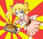  00s 1girl blonde_hair cake daikuuji_ayu fang food kimi_ga_nozomu_eien oven_mitts pastry solo yoruie_satsuki 