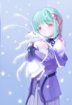  1girl anmoto_shiika bug from_behind hug insect mushiuta sad_girl_in_snow snow snowing solo tears what yousisi 