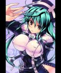  1girl :p breasts green_hair hat huge_breasts large_breasts long_hair nurse original refeia scalpel solo tongue tongue_out 