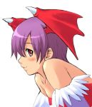  1girl blush capcom demon_girl head_wings lilith_aensland purple_hair red_eyes solo succubus takurou takurou_(mix_fry) vampire_(game) 