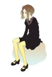  1girl original pantyhose school_uniform serafuku solo tamaoki_benkyou thigh-highs yellow_legwear 