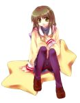  1girl clannad ibuki_fuuko pantyhose purple_legwear satomi_yoshitaka school_uniform serafuku solo starfish 