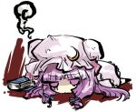  1girl book chibi female hat lowres patchouli_knowledge purple_hair solo tokiame touhou violet_eyes 