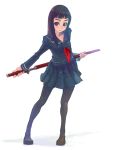  katana legwear pantyhose school_uniform serafuku simple_background sword thigh-highs weapon weno 