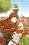  1girl armor blue_eyes brown_eyes brown_hair cape couple fire_emblem fire_emblem:_akatsuki_no_megami fire_emblem_path_of_radiance fire_emblem_radiant_dawn kieran lowres marcia marcia_(fire_emblem) pegasus_knight pink_hair smile 