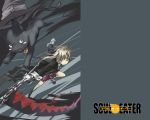  black_cat blair blonde_hair blush boots cat gloves green_eyes hat long_hair maka_albarn necktie scythe shirt skirt soul_eater twintails wallpaper 