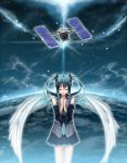  floating_hair folded_hands hands_clasped hatsune_miku hayabusa_(spacecraft) nagareboshi satellite space space_craft star vocaloid wings 