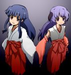  furude_rika hanyuu higurashi_no_naku_koro_ni horns japanese_clothes miko purple_hair 